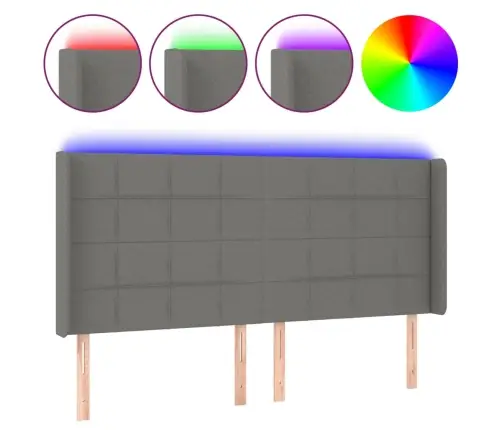 Galvūgalis Su Led, Tamsiai Pilkas, 203X16X118/128cm Audinys