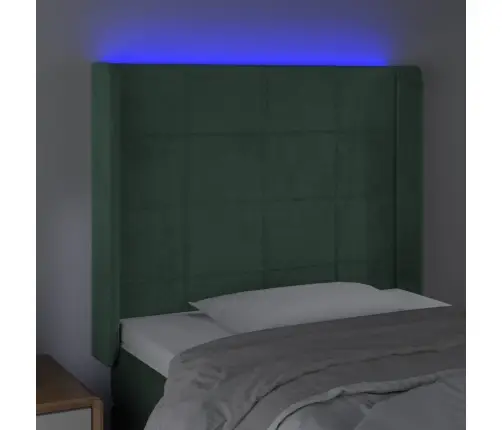 Gultas Galvgalis Ar Led, 83X16X118/128 Cm, Tumši Zaļš Samts Vidaxl