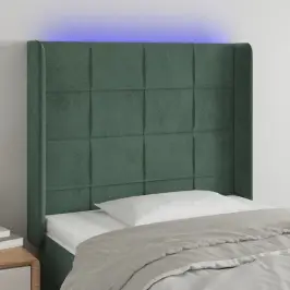 Gultas Galvgalis Ar Led, 83X16X118/128 Cm, Tumši Zaļš Samts Vidaxl