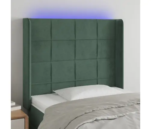 Gultas Galvgalis Ar Led, 83X16X118/128 Cm, Tumši Zaļš Samts Vidaxl
