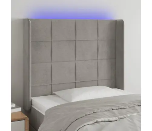 Gultas Galvgalis Ar Led, 93X16X118/128 Cm, Gaiši Pelēks Samts Vidaxl