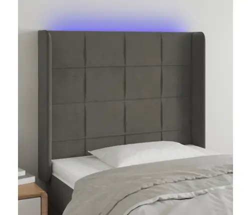 Gultas Galvgalis Ar Led, 93X16X118/128 Cm, Tumši Pelēks Samts Vidaxl