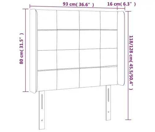 Gultas Galvgalis Ar Led, 93X16X118/128 Cm, Tumši Zaļš Samts Vidaxl