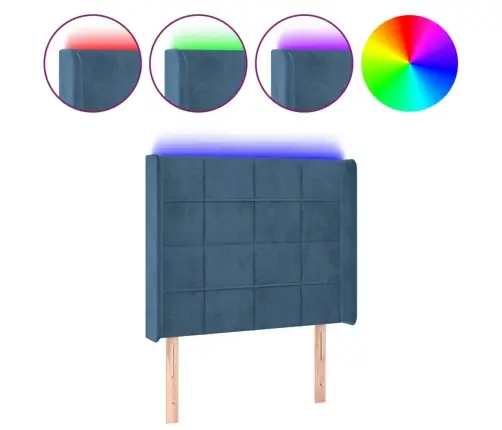 Gultas Galvgalis Ar Led, 93X16X118/128 Cm, Tumši Zils Samts Vidaxl