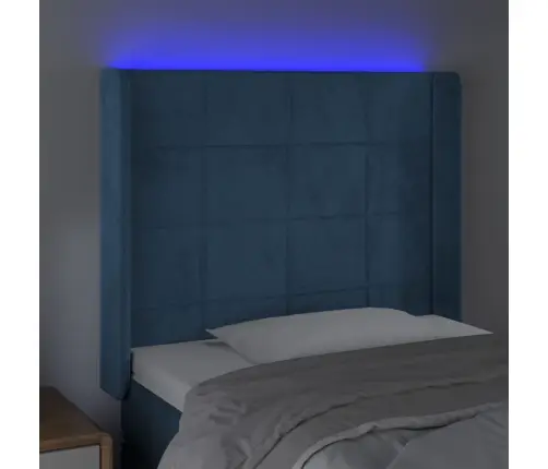 Gultas Galvgalis Ar Led, 93X16X118/128 Cm, Tumši Zils Samts Vidaxl