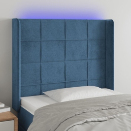 Gultas Galvgalis Ar Led, 93X16X118/128 Cm, Tumši Zils Samts Vidaxl
