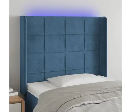 Gultas Galvgalis Ar Led, 93X16X118/128 Cm, Tumši Zils Samts Vidaxl