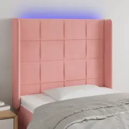 Galvūgalis Su Led, Rožinės Spalvos, 93X16X118/128cm Aksomas