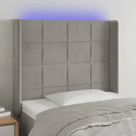 Gultas Galvgalis Ar Led, 103X16X118/128 Cm, Gaiši Pelēks Samts Vidaxl