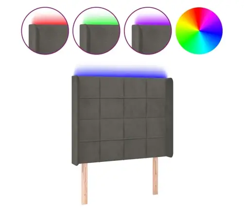 Gultas Galvgalis Ar Led, 103X16X118/128 Cm, Tumši Pelēks Samts Vidaxl