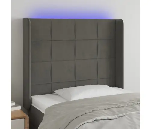Gultas Galvgalis Ar Led, 103X16X118/128 Cm, Tumši Pelēks Samts Vidaxl