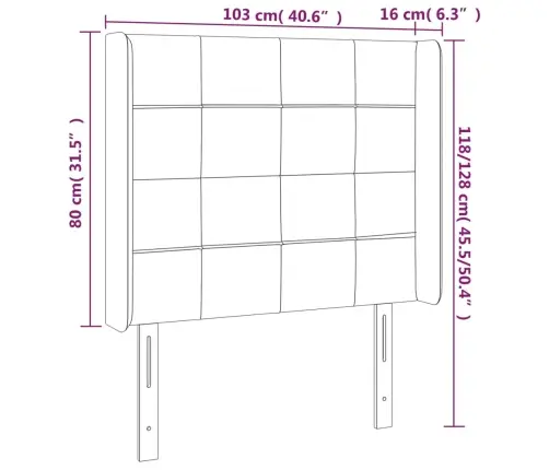 Galvūgalis Su Led, Tamsiai Žalias, 103X16X118/128cm Aksomas