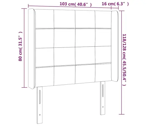 Galvūgalis Su Led, Tamsiai Žalias, 103X16X118/128cm Aksomas