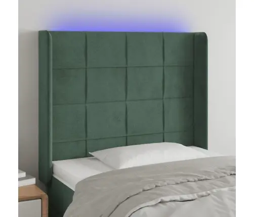 Galvūgalis Su Led, Tamsiai Žalias, 103X16X118/128cm Aksomas