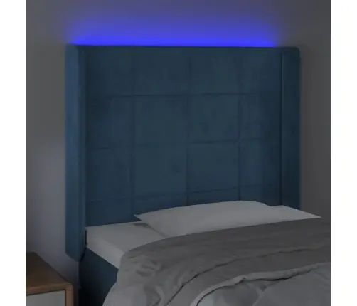 Gultas Galvgalis Ar Led, 103X16X118/128 Cm, Tumši Zils Samts Vidaxl