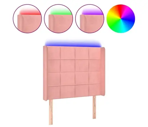 Led-Voodipeats, Roosa, 103X16X118/128 cm Samet