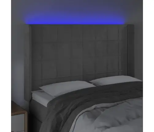 Galvūgalis Su Led, Šviesiai Pilkas, 147X16X118/128cm Aksomas