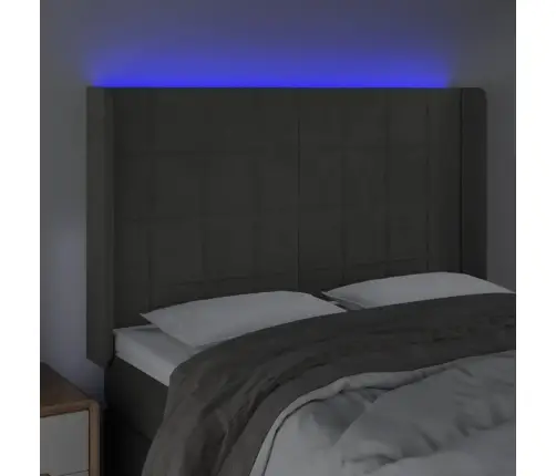 Galvūgalis Su Led, Tamsiai Pilkas, 147X16X118/128cm Aksomas