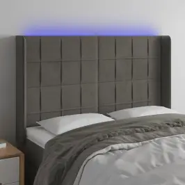 Galvūgalis Su Led, Tamsiai Pilkas, 147X16X118/128cm Aksomas