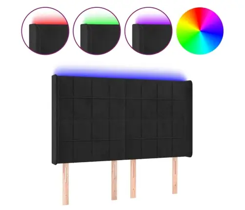 Gultas Galvgalis Ar Led, 147X16X118/128 Cm, Melns Samts Vidaxl