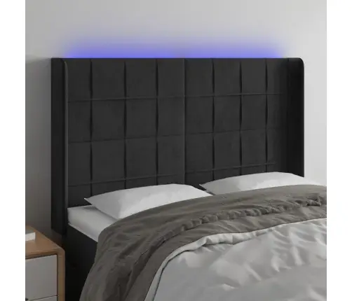 Gultas Galvgalis Ar Led, 147X16X118/128 Cm, Melns Samts Vidaxl