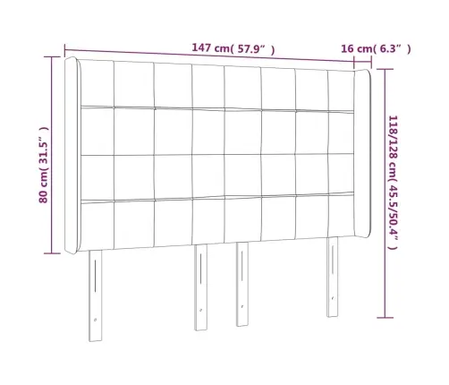Galvūgalis Su Led, Tamsiai Žalias, 147X16X118/128cm Aksomas