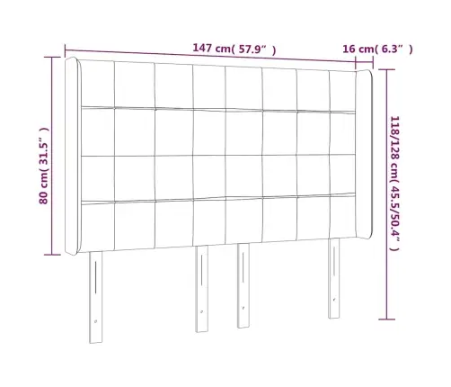 Galvūgalis Su Led, Tamsiai Žalias, 147X16X118/128cm Aksomas