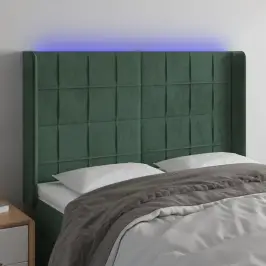 Gultas Galvgalis Ar Led, 147X16X118/128 Cm, Tumši Zaļš Samts Vidaxl