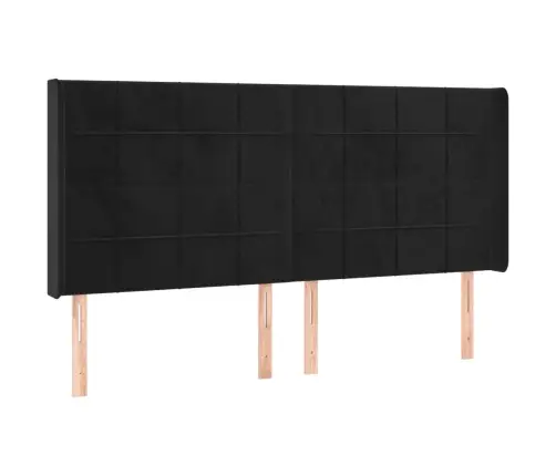 Gultas Galvgalis Ar Led, 163X16X118/128 Cm, Melns Samts Vidaxl