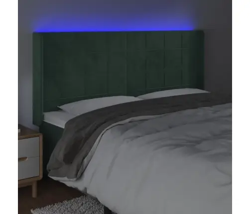 Gultas Galvgalis Ar Led, 163X16X118/128 Cm, Tumši Zaļš Samts Vidaxl