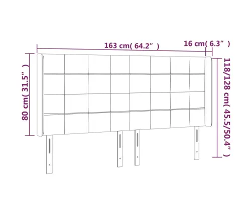 Gultas Galvgalis Ar Led, 163X16X118/128 Cm, Tumši Zaļš Samts Vidaxl