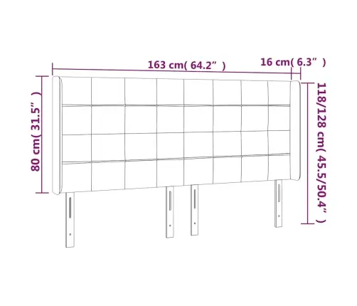 Gultas Galvgalis Ar Led, 163X16X118/128 Cm, Tumši Zaļš Samts Vidaxl
