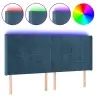 Gultas Galvgalis Ar Led, 163X16X118/128 Cm, Tumši Zils Samts Vidaxl