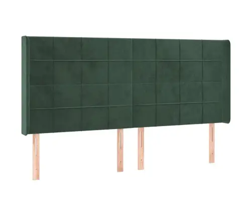 Gultas Galvgalis Ar Led, 183X16X118/128 Cm, Tumši Zaļš Samts Vidaxl