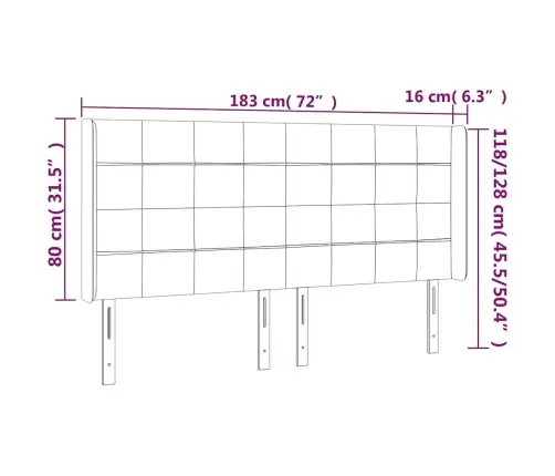 Gultas Galvgalis Ar Led, 183X16X118/128 Cm, Tumši Zaļš Samts Vidaxl