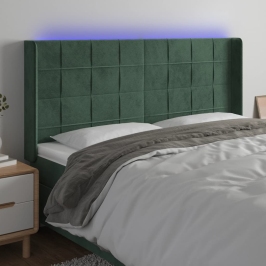 Gultas Galvgalis Ar Led, 183X16X118/128 Cm, Tumši Zaļš Samts Vidaxl