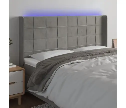 Gultas Galvgalis Ar Led, 203X16X118/128 Cm, Gaiši Pelēks Samts Vidaxl Gultas Galvgalis Ar Led, 203X16X118/128 Cm, Gaiši Pelēks Samts Vidaxl