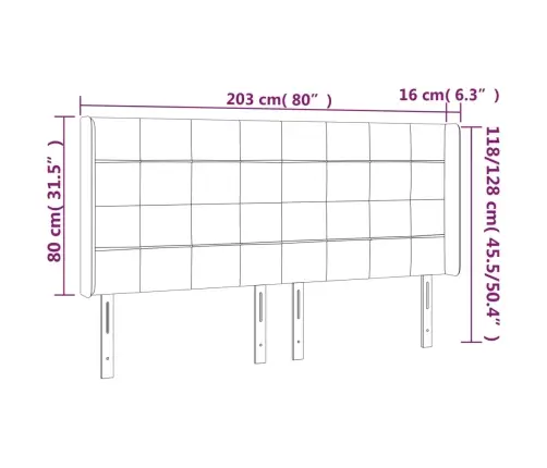 Gultas Galvgalis Ar Led, 203X16X118/128 Cm, Tumši Zaļš Samts Vidaxl