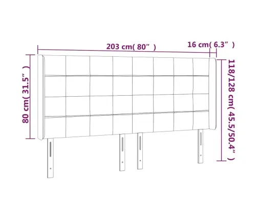 Gultas Galvgalis Ar Led, 203X16X118/128 Cm, Tumši Zaļš Samts Vidaxl