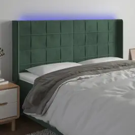 Gultas Galvgalis Ar Led, 203X16X118/128 Cm, Tumši Zaļš Samts Vidaxl