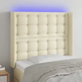 Gultas Galvgalis Ar Led, 83X16X118/128 Cm, Krēmkrāsas Vidaxl