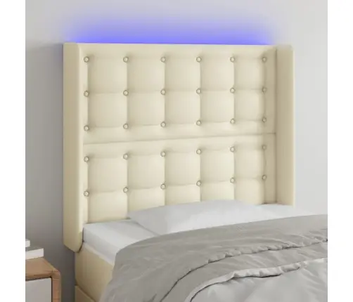 Gultas Galvgalis Ar Led, 83X16X118/128 Cm, Krēmkrāsas Vidaxl