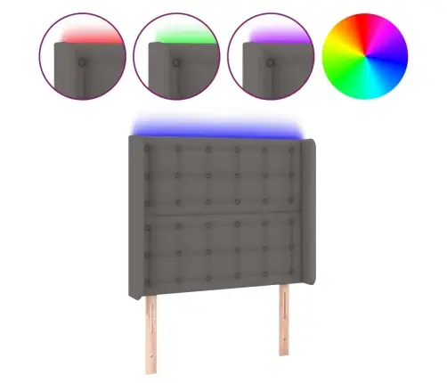 Gultas Galvgalis Ar Led, 83X16X118/128 Cm, Pelēka Mākslīgā Āda Vidaxl