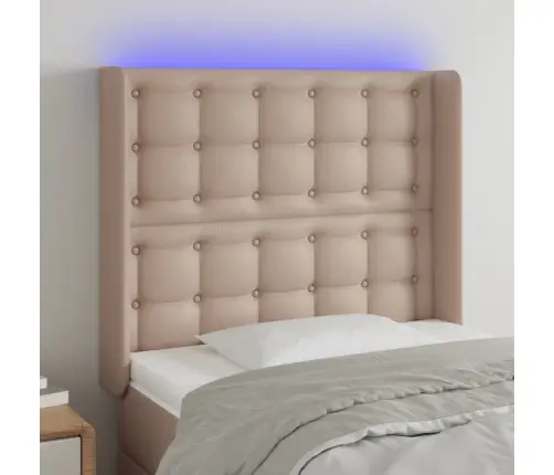 Gultas Galvgalis Ar Led, 83X16X118/128Cm, Kapučīno Mākslīgā Āda Vidaxl