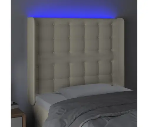 Gultas Galvgalis Ar Led, 93X16X118/128 Cm, Krēmkrāsas Vidaxl