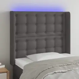 Gultas Galvgalis Ar Led, 103X16X118/128 Cm, Pelēka Mākslīgā Āda Vidaxl