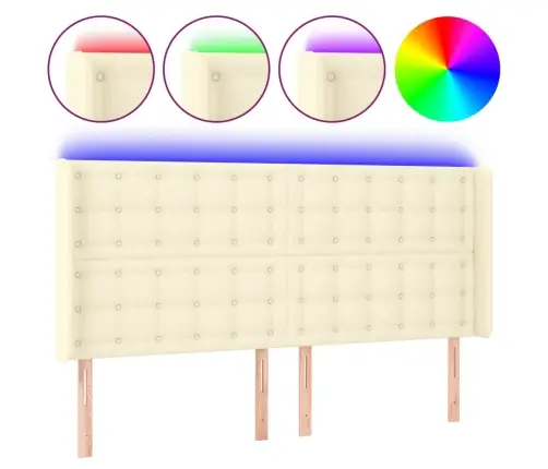 Gultas Galvgalis Ar Led, 147X16X118/128 Cm, Krēmkrāsas Vidaxl Gultas Galvgalis Ar Led, 147X16X118/128 Cm, Krēmkrāsas Vidaxl