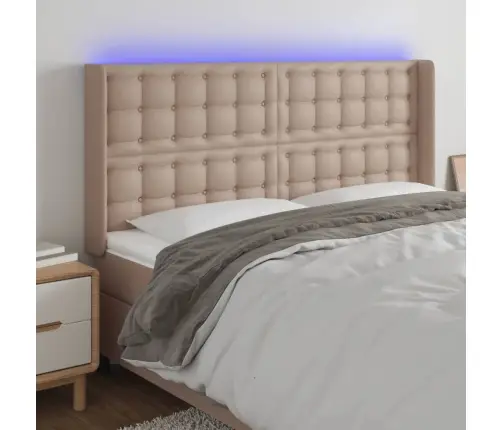 Gultas Galvgalis Ar Led, 147X16X118/128 Cm, Kapučīno Vidaxl