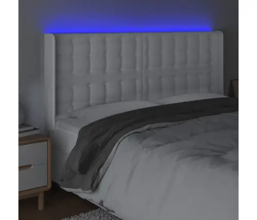 Led-Voodipeats, Valge, 163X16X118/128 cm Kunstnahk