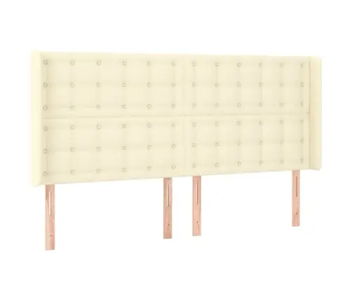 Gultas Galvgalis Ar Led, 163X16X118/128 Cm, Krēmkrāsas Vidaxl